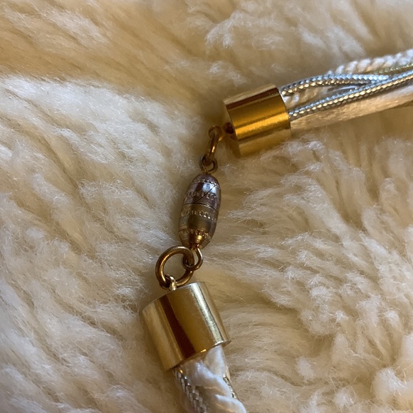 Vtg 80s necklace Artisan metallic gold pottery sculpture pendant choker - Picture 8 of 10